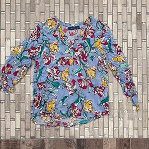 Apt. 9 Blue and Red Blouse Vibrant Pattern